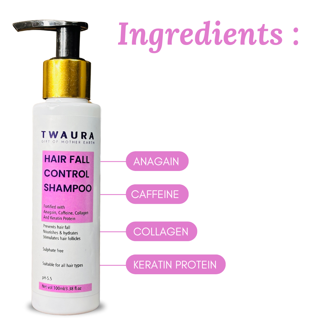 Hairfall Control Shampoo | Reduces Hair fall, Boosts scalp circulation for stronger hair roots | Anagain, Caffeine, Collagen, Keratin Protein| 100 ml
