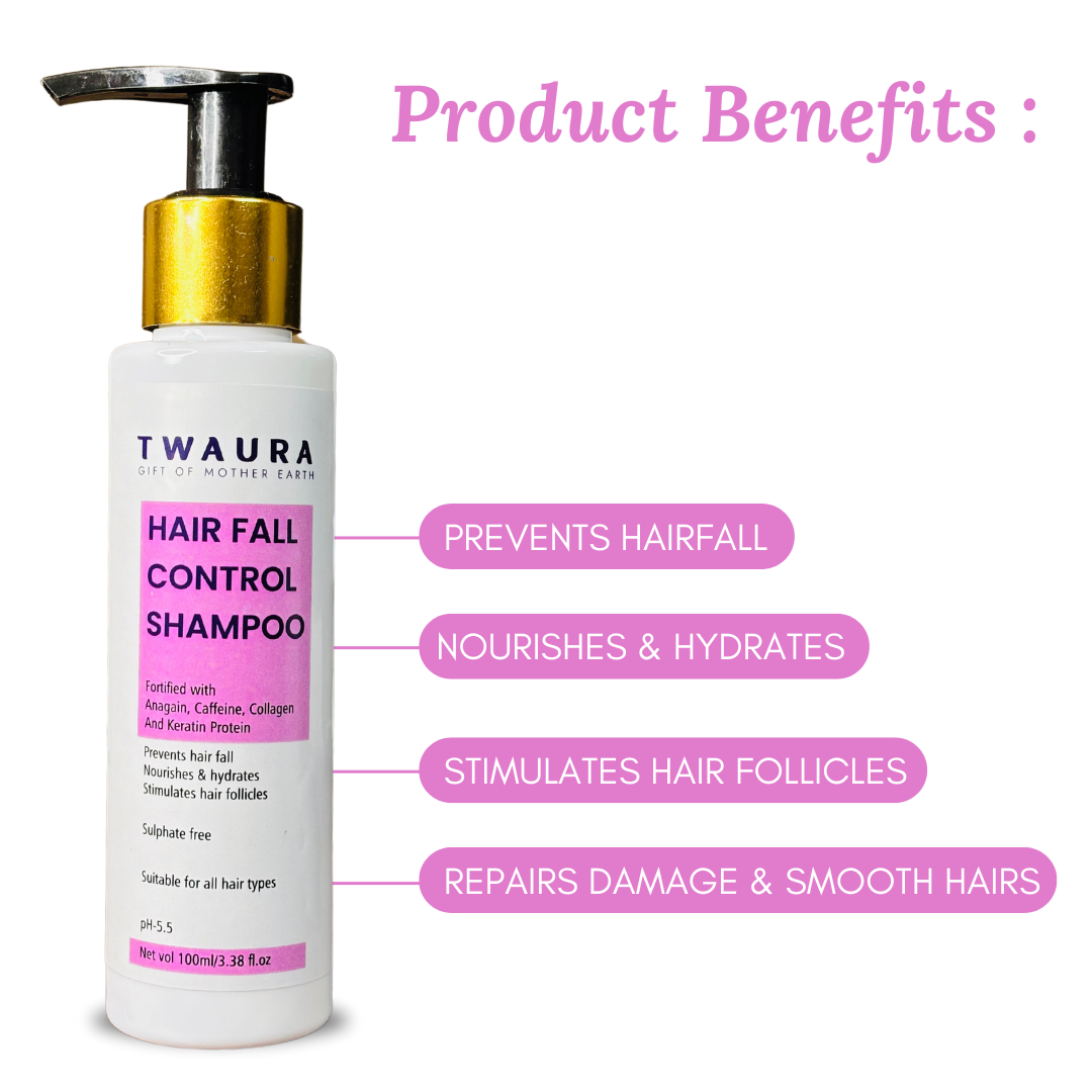 Hairfall Control Shampoo | Reduces Hair fall, Boosts scalp circulation for stronger hair roots | Anagain, Caffeine, Collagen, Keratin Protein| 100 ml