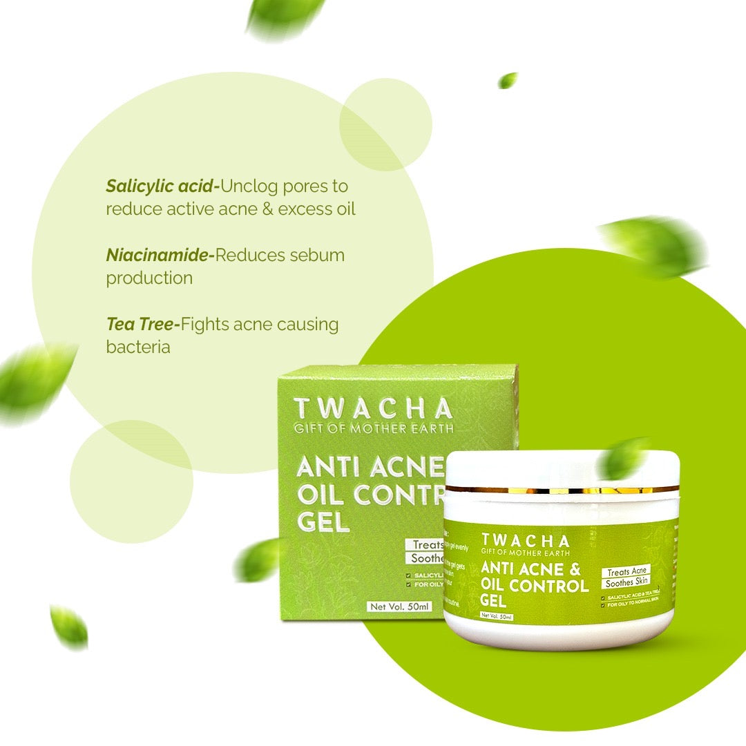 Acne & Oil Control Gel | Treats Acne, Unclog Pores, Soothes Skin | Salicylic Acid & Tea Tree | 50 gm