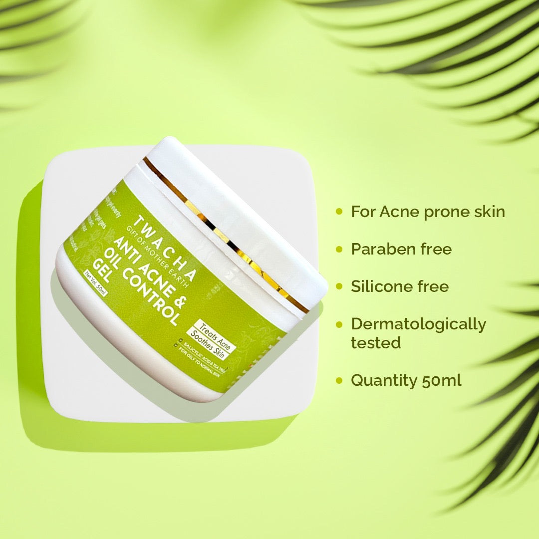 Acne & Oil Control Gel | Treats Acne, Unclog Pores, Soothes Skin | Salicylic Acid & Tea Tree | 50 gm