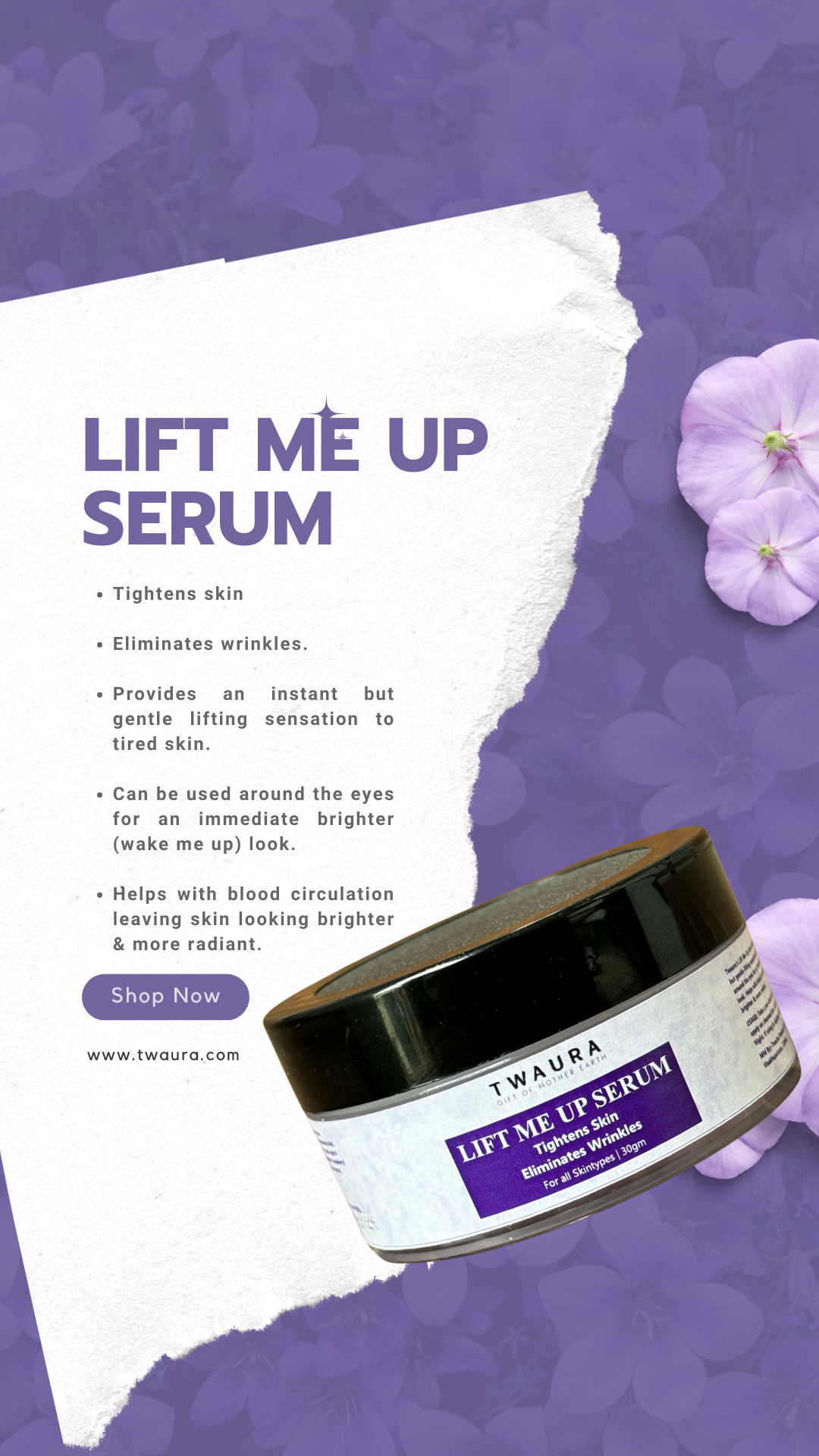 Lift Me Up Serum | Skin Tightening Serum | Pullulan & Alpha Glyco Hespiridine | 30 gm