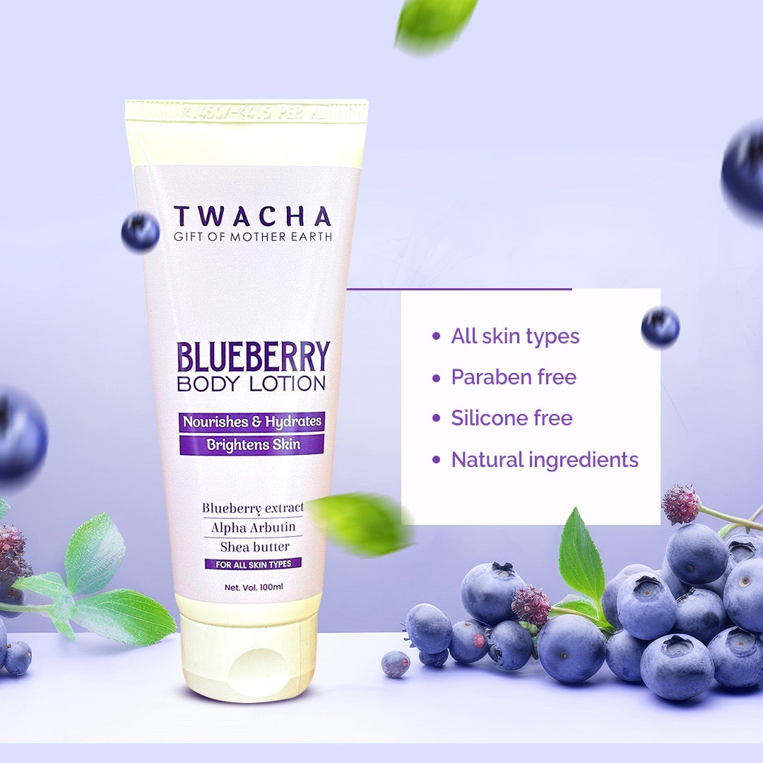 Blueberry Body Lotion | Shea Butter, Alpha Arbutin, Blueberry Extract | Deep Moisturiser, Brightens Skin, Anti-Tan Benefits |100g