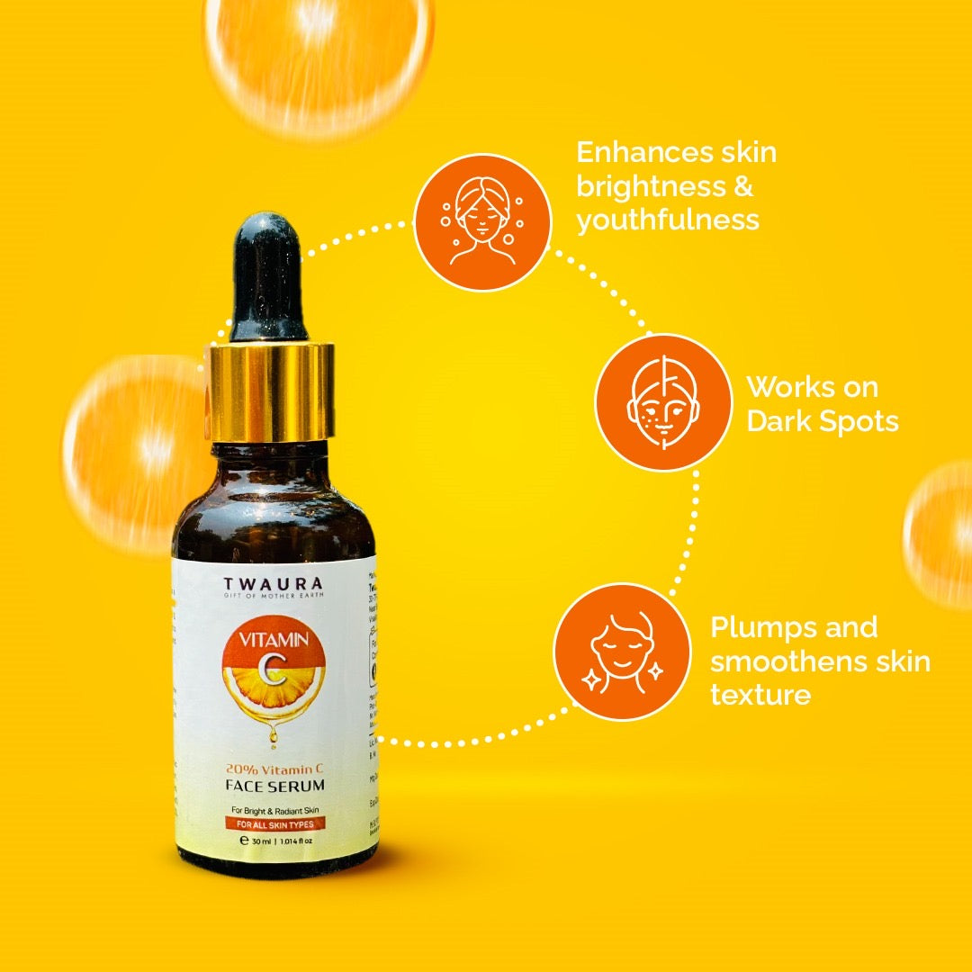 20% Vitamin C Face Serum |30ml | For Bright & Radiant Skin | Fades Dark Spots, Removes Dullness | Suitable For All Skin Types